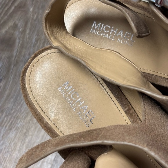 Michael Michael Kors Tan Suede Wood Heel Wedge Espadrilles - Picture 6 of 9